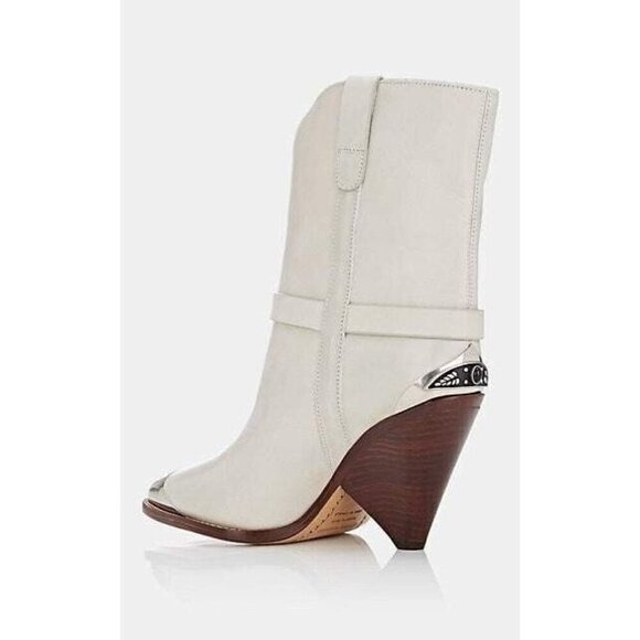 Isabel Marant Lamsy Leather Ankle Cowboy Boots 35 5 Gray New RARE - Picture 11 of 12